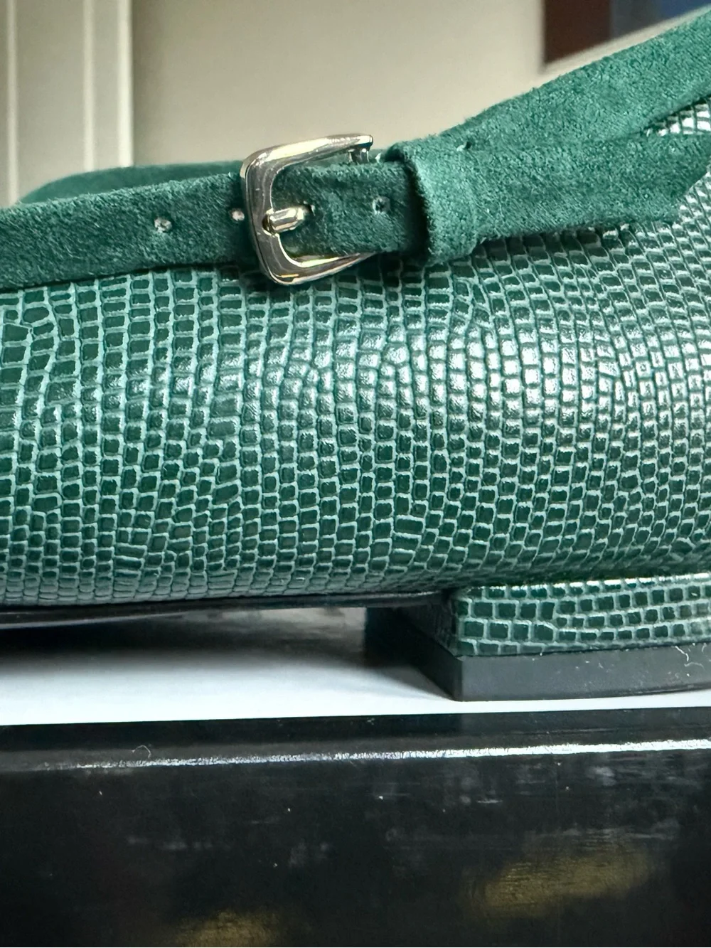 NIB Dark Green Pointed Toe Crisscross Flats